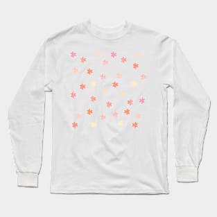 Back to School Pink and Coral Gradient Flower Pattern Long Sleeve T-Shirt